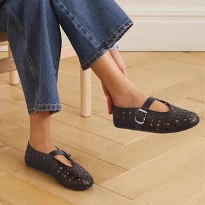 Zapatos Planos Mary Jane con Punta Redonda, Cuero Genuino, Transpirables, con Cierre de Hebilla de una Sola Correa, Estilo Veraniego para Mujer - Product Image 3