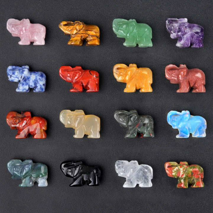 Stone Animals - 1inch Crystals Healing Stone Elephant Decor