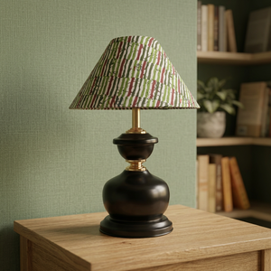 Luxury Black Wooden Table <b>Lamp</b> with Printed Fabric Lampshade Modern Decorative Bedside Desk <b>Lamp</b> for Living Room Bedroom Home - Product Image 2