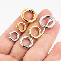 Mousqueton à Anneau Ressort en Acier Inoxydable 316L, Différentes Tailles, Anneau Rond, Pendentif pour Sac, Or 18 Carats pour Accessoires de Fabrication de Bijoux