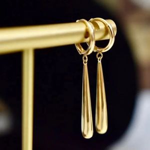 Boucles d'oreilles pendantes en or véritable 18 carats Xinfly Classic Jewel, forme goutte d'eau, personnalisées - Product Image 2