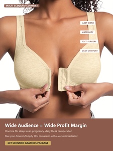Reggiseno Sportivo Traspirante Sottile con Chiusura Frontale per Taglie Forti, Senza Ferretto, Copertura Totale per Seno Grande, Comodo per Uso Quotidiano fino alla XXL - Product Image 1