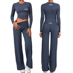 Camisa de Manga Longa Personalizada 2025, Calças Flare para Mulheres, Roupas de Fitness, Calças de Yoga, Calças com Efeito Scrunch Flare - Product Image 1
