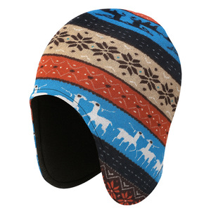 Winter Fleece <b>Lei</b> Feng Hat With Earflaps Warm Floral Print For Outdoor Cycling Adult Unisex Cap - Product Image 2