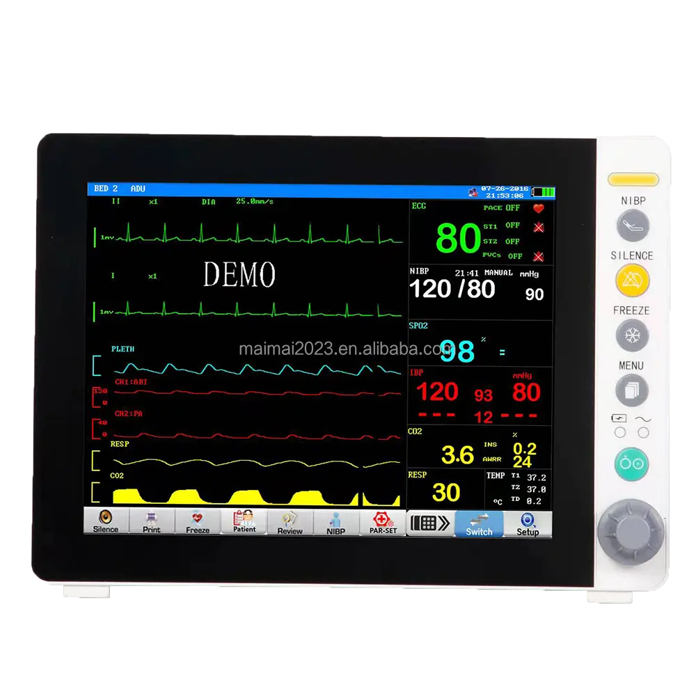 Medische Ambulance Apparatuur Draagbare Vitale Functies Monitor 5 Parameter Monitor Met Trolley