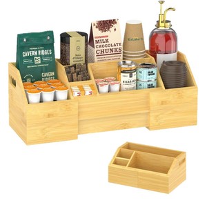 Bamboo Multifunctional <b>Storage</b> <b>Box</b> Desktop Organizer 18L Compartment <b>Kitchen</b> Office Living Room Bedroom Study Drawer Organizer - Product Image 5