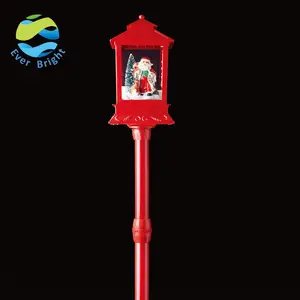 Ever Bright Xmas Scene Poste Musical Natal Musical Lantern Christmas Led Light Up Snow Lamp Post For Holiday Decor