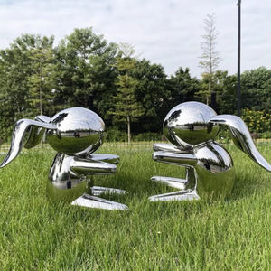 Креативный мультфильм животных, современный дизайн, прочная нержавеющая сталь, панда, металлическая скульптура, резьба по камню - Product Image 3