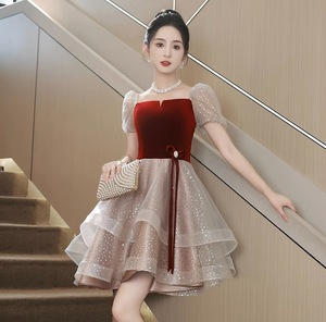 Vestido <span class=keywords><strong>de</strong></span> Novia Rojo Vino, Corto, Ligero, <span class=keywords><strong>de</strong></span> Lujo, Nuevo, para Boda, Compromiso, Informal - Product Image 5