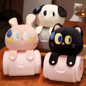 Bantal Selimut Boneka Hewan Lucu Portable Penghangat Tangan Bantal Selimut 2in1 untuk Anak dan Dewasa - Product Image 2