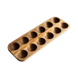 Wooden Egg Storage Box Acacia Wood Egg Tray Divided Design <b>Kitchen</b> Freshness Preservation - Product Image 5