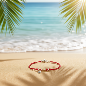 สร้อยข้อเท้าสแตนเลสพร้อมเชือกแดงเสริมสิริมงคลสำหรับผู้หญิงและผู้ชาย - Product Image 3