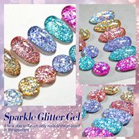 Ensemble de 6 vernis à ongles gel pailletés |   Gels UV/LED écologiques non toxiques, adaptés au bricolage, en or, argent et rose scintillants