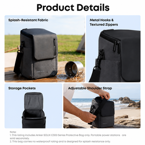 Étui de transport portable pour Anker SOLIX C200 C300 Series, sac en nylon robuste avec fond rigide pour station d'alimentation de camping en extérieur - Product Image 3