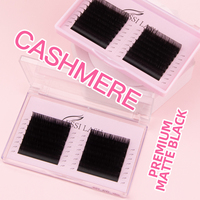 Extensions de cils en vrac noir mat effet volume beurré, type éventail, 0.03, en cachemire premium, pour marque privée