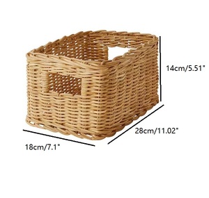 Cestas Retangulares de Rattan Natural HF, Impermeáveis, Ecológicas e Duráveis, Artesanais, Atacado, Cesto para Roupas, Decoração para Casa - Product Image 3