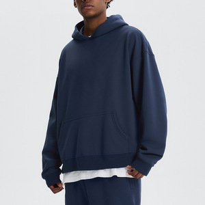 Sweat-shirts en molleton pour hommes avec logo personnalisé 350G, très vendus, de haute qualité, surdimensionnés, épaules tombantes, sans cordon de serrage, colorés - Product Image 5