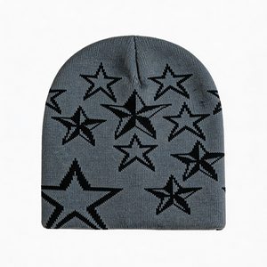 Gorro de punto grueso sin borde unisex con estrella de cinco puntas jacquard, diseño en relieve y bordado de lentejuelas, ideal para el frío. Venta al por mayor. - Product Image 2