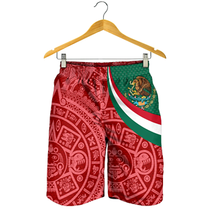 Pantalones Cortos con el <span class=keywords><strong>Escudo</strong></span> <span class=keywords><strong>de</strong></span> México con Motivos Aztecas, Productos <span class=keywords><strong>de</strong></span> Envío Directo, Logotipo Personalizado, Pantalones Cortos Deportivos Harajuku - Product Image 3