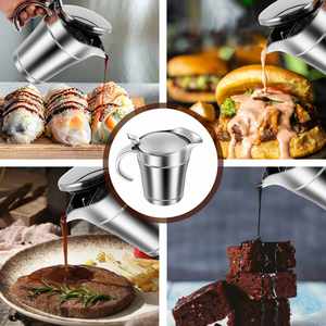 Distributeur de sauce isotherme double paroi en acier inoxydable avec couvercle articulé pour restaurant et usage domestique - Product Image 6