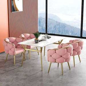 Factory Luxury Upholstered Dining Chair Fabric Dining Room Furniture Metal <b>Gold</b> Dining Chair - Product Image 4