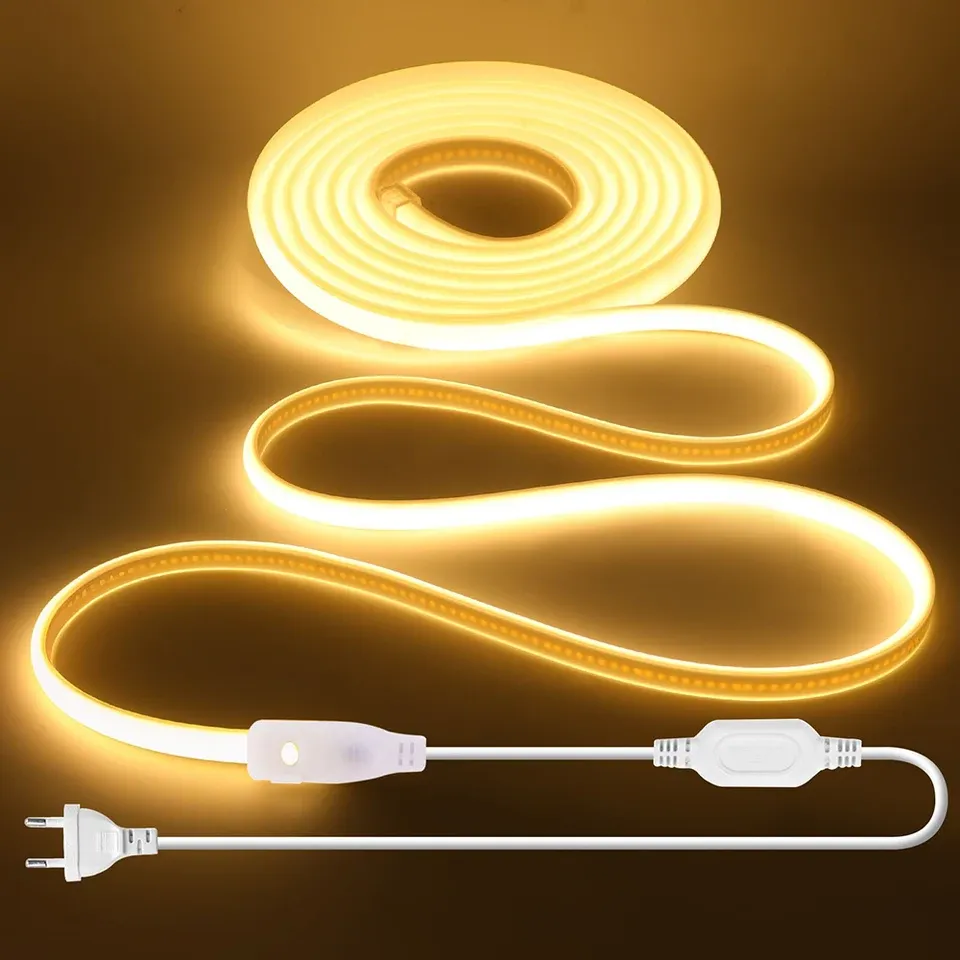 Dimmable 110V 220V COB LED Neon Strip Light IP66 Waterproof Flexible Ribbon 288 LEDs/m 90 CRI 50,000 Hours Lifespan Room Bedroom