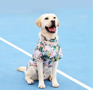 Il fornitore di prodotti per animali domestici di marca BPS accetta all'ingrosso camicia hawaiana serie rosa albero di ananas grandi vestiti per cani e gatti