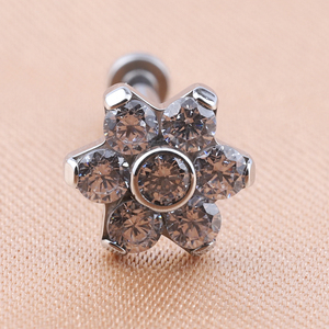 Nuovissimo <span class=keywords><strong>Piercing</strong></span> Labret in Titanio F136 con Zirconi, Orecchini a Perno per <span class=keywords><strong>Donna</strong></span>, Gioielli per <span class=keywords><strong>Piercing</strong></span> - Product Image 2
