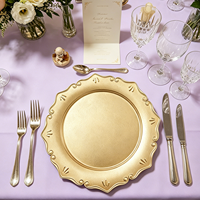 Lot de 50 Assiettes de Présentation Dorées Mat Élégantes et Durables en PP de 13 Pouces, Réutilisables pour Mariages, Hôtels et Décoration de Table de Banquet