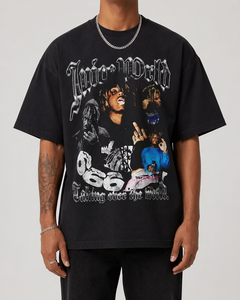 T-shirt graphique surdimensionné personnalisé pour homme, imprimé <span class=keywords><strong>collage</strong></span> <span class=keywords><strong>photo</strong></span> lettres gothiques, streetwear, coton épais, faible MOQ, fournisseur OEM ODM - Product Image 1