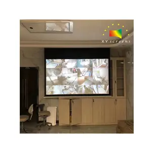Factory Wholesale 90 100 110inch In ceiling projection screen hidden electric projector screen for living room