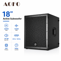 AOFO SUB 8004-AS Subwoofer Attivo da 18 Pollici, 1250W RMS 2500W di Picco, Altoparlante Professionale PA per Sistemi Audio