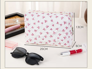 Borsa per il trucco da donna con motivo a fiocco floreale e gonfio wahuu con cerniera in stile caramella con cerniera custodia cosmetica con Logo rosa Make up Bag personalizzata - Product Image 2