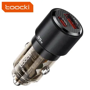 Toocki fashion design 95W dual ports usb a+c fast charging adapter car charger with intelligent chip