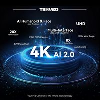 Cámara de Conferencia PTZ 4K Tenveo VL20U con Seguimiento por IA 20X y Altavoz Inalámbrico/BT/USB M5BEX de 5W, 4 Micrófonos y Altavoz con Micrófono de 6M