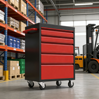 Chariot d'atelier portable moderne en acier avec 5 tiroirs, serrure à clé, garantie 3 ans pour garage et atelier, OEM
