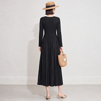 Robe longue plissée pour femme, livraison en 7 jours, robe élégante à manches longues, tenue élégante et modeste, robe plissée pour occasions sociales