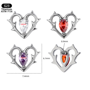 Clous d'oreilles en titane G23 avec incrustation de zircon 7,4 mm, bijoux de piercing pour usage quotidien - Product Image 1