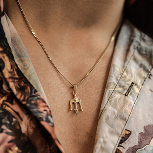 Colgante de Tridente punk para hombre, joyería chapada en oro de 18K de la antigua griega, de acero inoxidable, collar de Tridente del rey del mar - Product Image 5