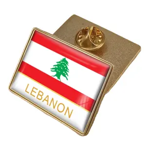 Lebanon Flag Crystal Epoxy Badge Pin World Flag Pins