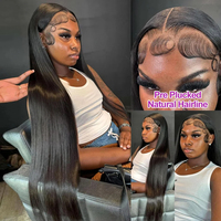 Perruque en cheveux humains avec dentelle frontale 13x6, densité 300%, pré-épilée, lisse, 30 à 40 pouces, perruques en cheveux humains avec dentelle frontale 13x4 pour femmes