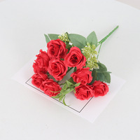 Künstliche Seiden rosen 10 kleine Trauben 3D-gedruckte langlebige Braut strauß Valentinstag Hochzeit Home Decoration