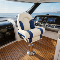 Siège de bateau de pêche Allshine Marine durable à dossier haut avec poignées et appui-tête réglable en bleu et blanc