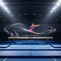 Expédition rapide Justaucorps de gymnastique pour enfants rose et bleu royal Mystique sans manches, articulé, pour l'entraînement et la performance, en Spandex/Nylon