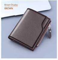Dompet Kulit PU Pria Dompet Pendek Lipat Tiga 13 Slot Kartu Tempat Kartu Multi Saku Koin Ritsleting Dompet Bisnis Ringkas untuk Pria