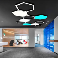 60*60cm Hexagone Led Suspension Noir Led lampes de forme hexagonale Pour Café Maison Couloir hexagone forme suspension 24 pouces
