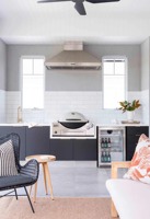 Meubles de cuisine extérieurs modernes VERMONHOUZZ en acier inoxydable noir, étanches, modulaires, pour îlot BBQ de jardin avec évier