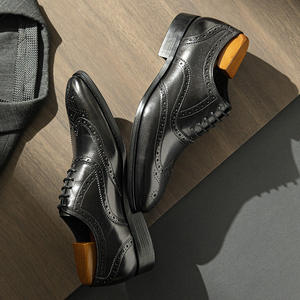 Chaussures en cuir pour hommes antidérapantes et confortables chaussures de mariage formelles d'affaires en cuir véritable chaussures pour hommes en peau de vache - Product Image 4