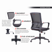 Chaise de bureau pivotante de style moderne avec réglage en hauteur, dossier en maille confortable, chaise de formation et de conférence en nylon plastique