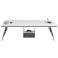 Table de conférence compacte et longue de style nordique, rectangulaire, modulaire, tailles personnalisables, écologique, en MFC, pour l'école et le bureau